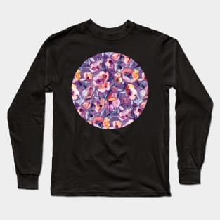 May Afternoon - a watercolor floral in purple and peach Long Sleeve T-Shirt